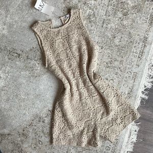 Gorgeous Sleeveless / Halter Top Embroidery Beige Romper